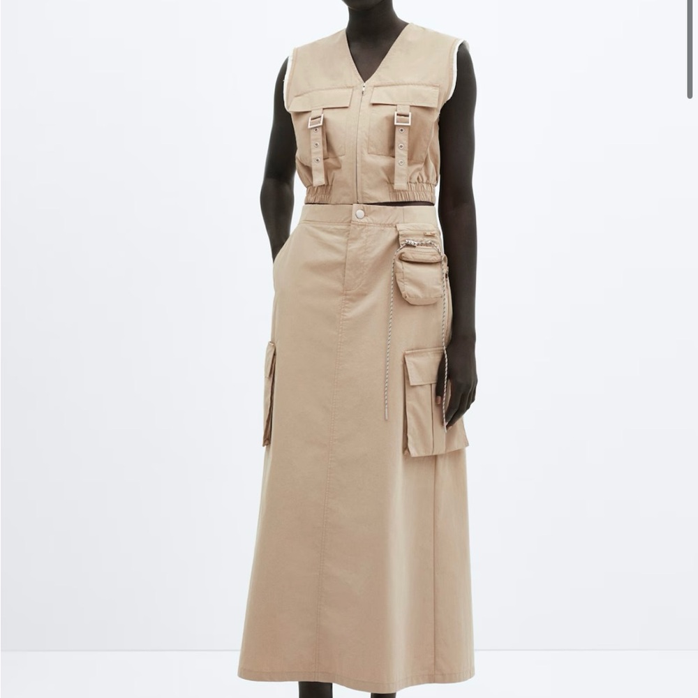 Mango Tan Cargo Maxi Skirt